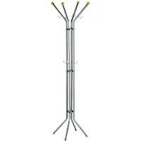 Alco Kapstok zilver metaal - 4 haken met donkerhout knoppen