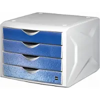 Helit ladeblok Cameleon, met 4 laden, blauw/waterdruppels