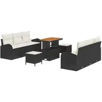 vidaXL Tuinbank Set 9 st Zwart poly rattan