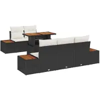 vidaXL Tuinset met 6 zitplaatsen, zwart en beige