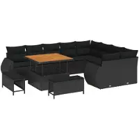 vidaXL Tuinbank Set 12 st Zwart poly rattan