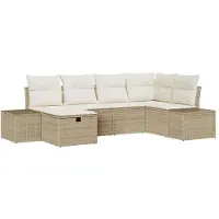 vidaXL Bankstel 6 st poly rattan