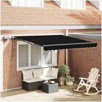 vidaXL Uitschuifbare luifel Zwart 300 x 250 cm Stof en Aluminium