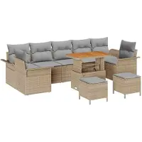 vidaXL Tuinbank Set 10 st 9-Aantal zitplaatsen Beige en Lichtgrijs