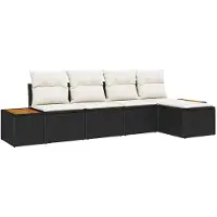 vidaXL Tuinbank Set 6 st 5-Aantal zitplaatsen Zwart en Crème