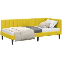 vidaXL Hoek Bed Frame met hoofdeinde Geel 90 cm x 200 cm Fluweel