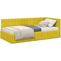 vidaXL Hoek Bed Frame met hoofdeinde Geel 100 cm x 200 cm Fluweel