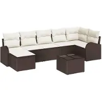vidaXL Bankstel 8 st Bruin poly rattan