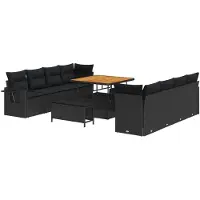 vidaXL Tuinbank Set Zwart poly rattan