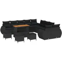 vidaXL Tuinbank Set 14 st Zwart poly rattan