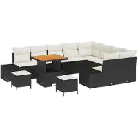 vidaXL Tuinbank Set 12 st Zwart poly rattan
