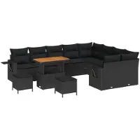 vidaXL Tuinbank Set 12 st 11-Aantal zitplaatsen Zwart poly rattan