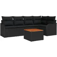 vidaXL Tuinbank Set 6 st Zwart poly rattan