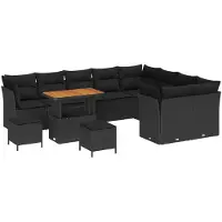 vidaXL Tuinbank Set 12 st 9-Aantal zitplaatsen Zwart poly rattan