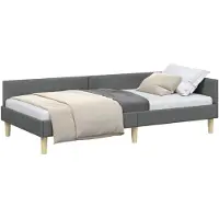 vidaXL Hoek Bed Frame Donkergrijs 90 x 200 cm Stof