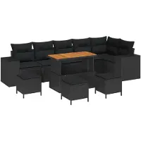 vidaXL Tuinbank Set 10 st 6-Aantal zitplaatsen Zwart poly rattan