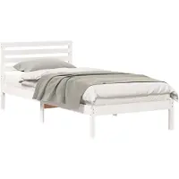 vidaXL Bedframe met hoofdeinde Wit 90 x 220 cm Massief grenenhout