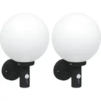 vidaXL Buitenwandlamp 2 st Zwart 28 x 25 x 38 cm RVS en plastic
