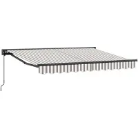 vidaXL Handmatig uitschuifbare luifel Lichtgrijs en wit 4,5 × 3,5 m