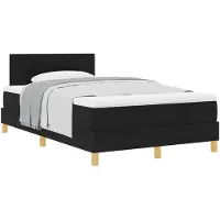 vidaXL Boxspring bed met kussen met hoofdeinde Zwart 120 x 190 cm Stof