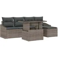 vidaXL Tuinbank Set 6 st Grijs poly rattan