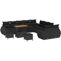 vidaXL Tuinbank Set 13 st Zwart poly rattan