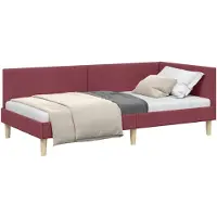vidaXL Hoek Bed Frame Wijnrood 90 cm x 190 cm Stof en multiplex