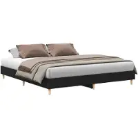vidaXL Bedframe Zwart Eiken 203 x 163 x 25 cm Bewerkt hout