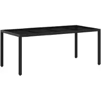 vidaXL Buiten Eettafel Set 7 pcs Zwart 190 x 90 x 75 cm poly rattan