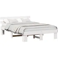 vidaXL Bedframe met hoofdeinde Wit 160 x 200 cm Massief grenenhout