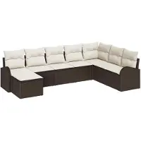 vidaXL Tuinbank Set 8 st Bruin [Synthetisch]: Poly Riet