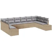 vidaXL Tuinbank Set 10 st 9-Aantal zitplaatsen Beige en Lichtgrijs