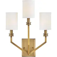 HINKLEY LED Wandlamp Moore | 3X E27 Max 40W | Heritage Brass with Ivory Linen Shade