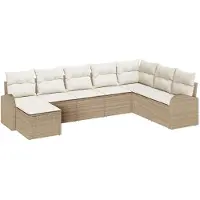 vidaXL Tuinbank Set 8 st Beige [Synthetisch]: Poly Riet