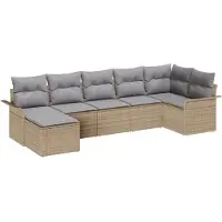 vidaXL Tuinbank Set 7 st Beige poly rattan