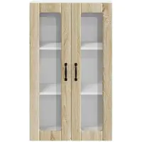 vidaXL Wandkast met glazen deuren, model LUCCA, Sonoma-eikenhout, 60 x 31 x 100 cm