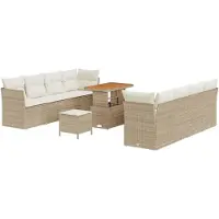 vidaXL Tuinbank Set 11 st 8-Aantal zitplaatsen Beige en Crème