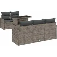 vidaXL Tuinbank Set 6 st Grijs Poly Riet