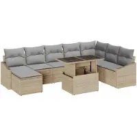 vidaXL Tuinbank Set 9 st Beige en Lichtgrijs