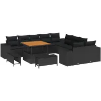 vidaXL Tuinbank Set 13 st Zwart poly rattan