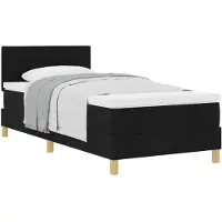 vidaXL Boxspring bed met kussen met hoofdeinde Zwart 100 x 200 cm Stof