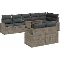 vidaXL Tuinbank Set 9 st Grijs poly rattan