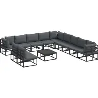 vidaXL Tuinbank Set 12 st Zwart Aluminium