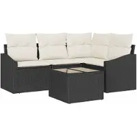 vidaXL Tuinbank Set 5 st Bruin en Crème poly rattan