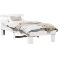 vidaXL Bedframe met hoofdeinde Wit 75 x 190 cm Massief grenenhout