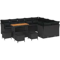 vidaXL Tuinbank Set 13 st Zwart poly rattan