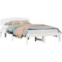 vidaXL Bedframe met hoofdeinde Wit 135 x 190 cm Massief grenenhout