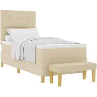 vidaXL Boxspring bed met hoofdeinde Crème 200 x 100 cm Stof