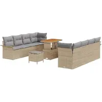 vidaXL Tuinbank Set Beige en Lichtgrijs