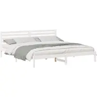 vidaXL Bedframe met hoofdeinde, wit, 200 x 220 cm, massief dennenhout